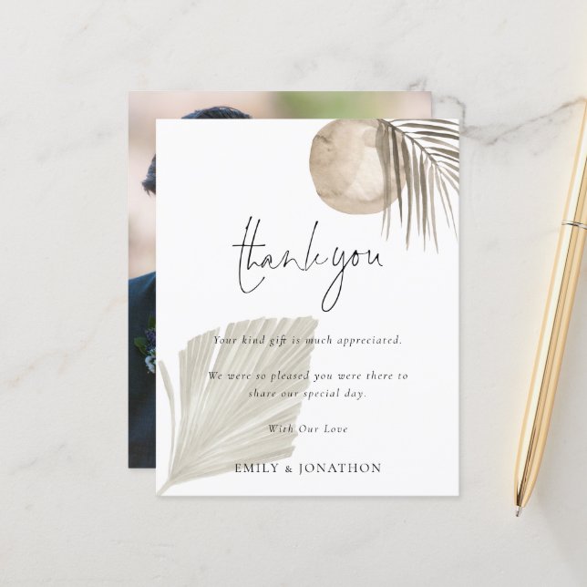 Budget Boho Pampas Foto Wedding Vielen Dank (Vorderseite/Rückseite Beispiel)