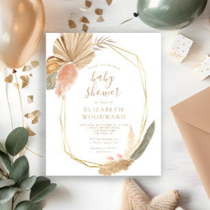 Budget Boho Pampas Gras Baby Shower Einladung