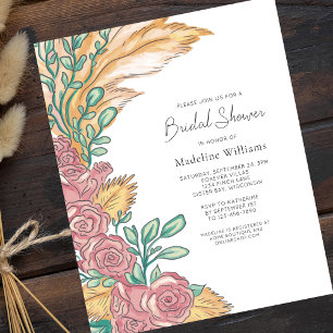 BUDGET Boho Pampas Gras Hochzeitsshower-Einladung