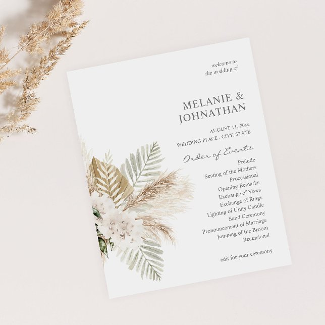 Budget Boho Pampas Grass B Blumenzeremonie Flyer (Von Creator hochgeladen)