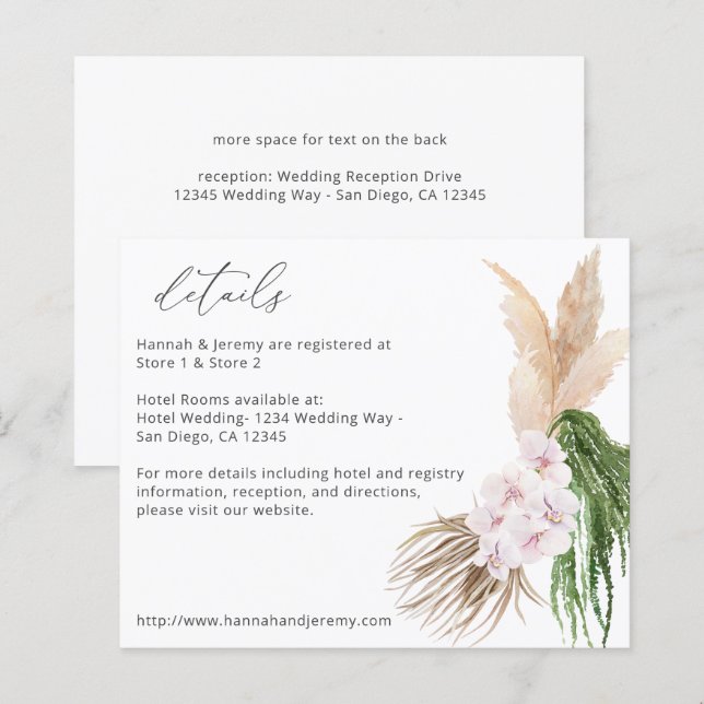 Budget Boho Pampas Grass Beach Floral Details (Vorne/Hinten)