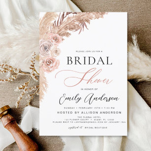 Budget Boho Pampas Grass Bridal Dusche Einladung Flyer