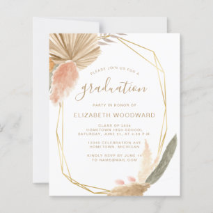 Budget Boho Pampas Grass Graduation Party Einladun