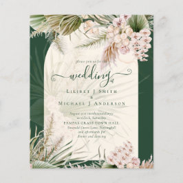 BUDGET BOHO Pampas Grass Green Wedding Einladung Flyer