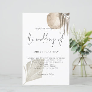 Budget Boho Pampas Grass Script Einladung