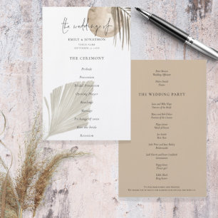 Budget Boho Pampas Grasses Wedding Program