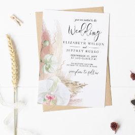 Budget Boho Pampas Orchid Einladung zur Hochzeit