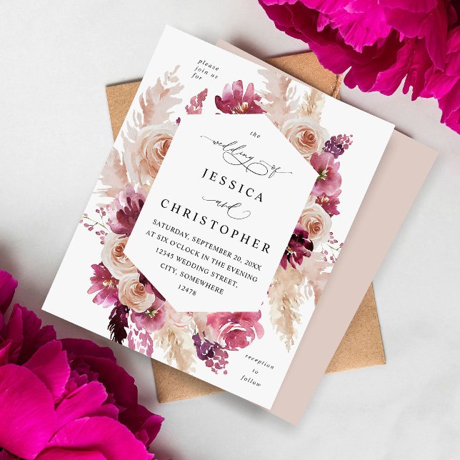 Budget Boho Pink Pampas Grass Floral Wedge Beige (Von Creator hochgeladen)