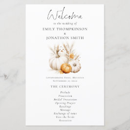 Budget Boho Pumpkins Pampas Wedding Program
