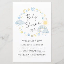 Budget Boho Rainbow Baby Boy Shower Einladung