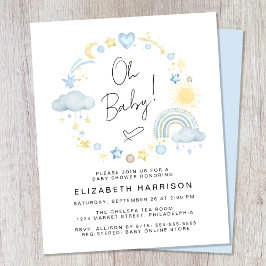 Budget Boho Rainbow Baby Boy Shower Einladung