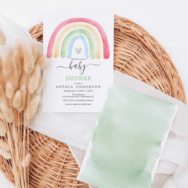 Budget Boho Rainbow Baby Dusche Einladung (Von Creator hochgeladen)
