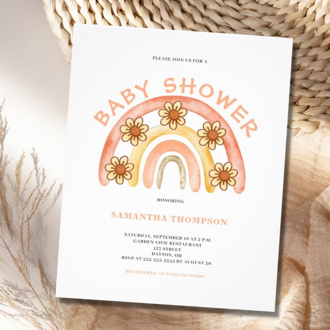 Budget Boho Rainbow Baby Dusche Einladung Flyer (Von Creator hochgeladen)