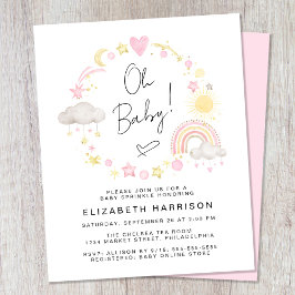 Budget Boho Rainbow Baby Girl Sprinkle Einladung
