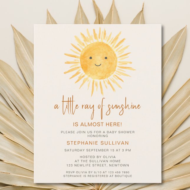 Budget Boho Ray of Sunshine Baby Shower Einladung (Von Creator hochgeladen)