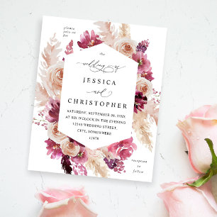 Budget Boho Rosa Pampasgras Blumige Hochzeit Flyer