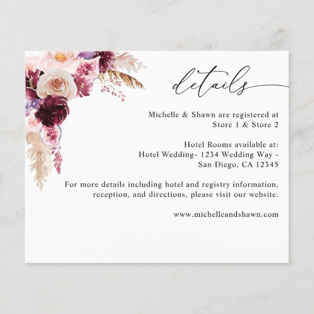 Budget Boho Rosa Rahmen Pampas Gras Details Flyer (Vorne)