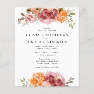 Budget Boho Rustic Floral Wedding Einladung Flyer