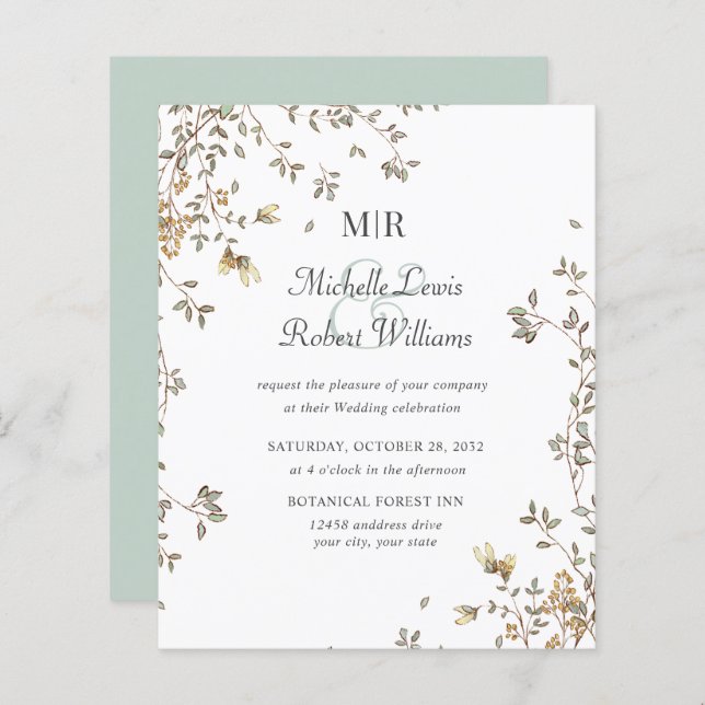 BUDGET Boho Rustikale Blätter Hochzeit Garten (Vorne/Hinten)