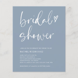 Budget Boho Script Dusty Blue Brautparty Einladung