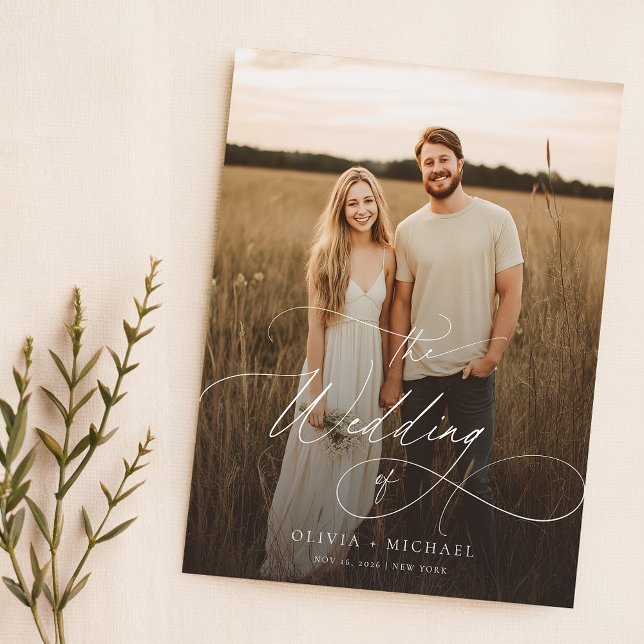 Budget Boho Script Rustic Foto Wedites Einladungen (Von Creator hochgeladen)