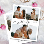 Budget Boho Script Wedding Collage Danke Flyer<br><div class="desc">Budget, Elegant, Boho Modern Wedding (3) Foto Collage "Dank" Script personalisiert erschwingliche Low Budget Hochzeit danke Ihnen Flyer. Stilvolle Hochzeit danke Ihnen Vorlage mit 3 Foto auf der Vorderseite und ein Foto auf der Rückseite. ***BEACHTE! *** HAUSHALTSPAPIER/FLYER IST PAPIERTHIN. ES SIND KEINE ENVELOPEN INBEGRIFFEN.*** AKTUALISIEREN SIE DAS PAPIER FÜR EIN...</div>