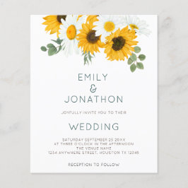 Budget Boho Sonnenblumen Foliage Hochzeit Einladun