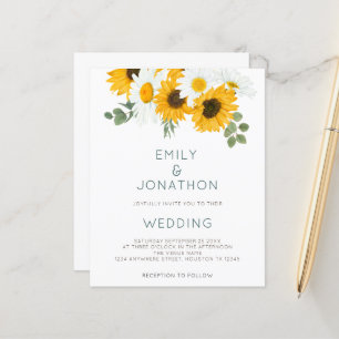 Budget Boho Sonnenblumen Foliage Hochzeit Einladun