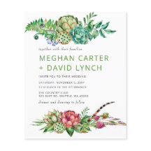 Budget Boho Sukkulente Kaktus Hochzeitseinladung