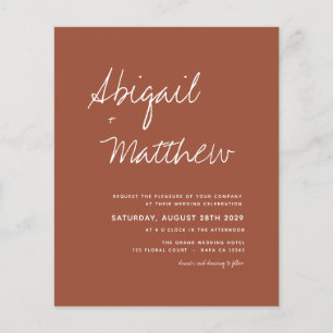 Budget Boho Terra Cotta Simple Wedding Einladung Flyer