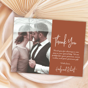 Budget Boho Terracotta Wedding Dankeschön Karte