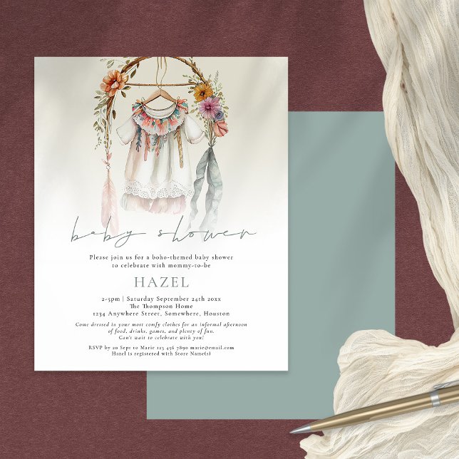 Budget Boho Vintag Kleidung Script Baby Dusche (Von Creator hochgeladen)