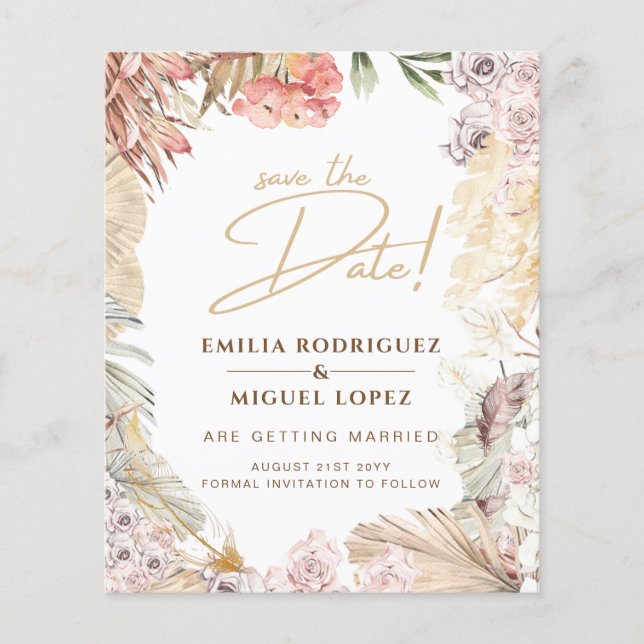 BUDGET BOHO Wedding Einladende digitale Download (Vorderseite)