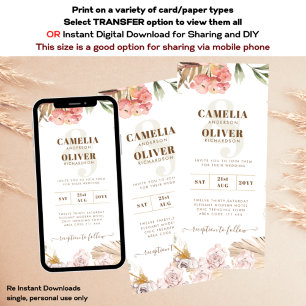 BUDGET BOHO Wedding Einladende digitale Download Menükarte