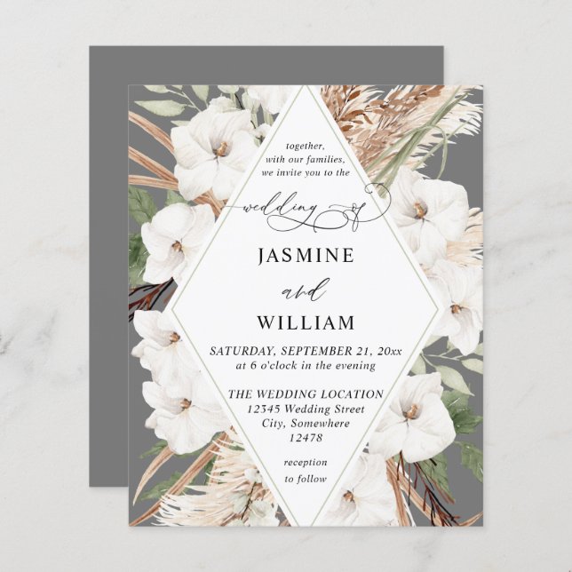 Budget Boho White Floral Summer Hochzeit im Herbst (Vorne/Hinten)