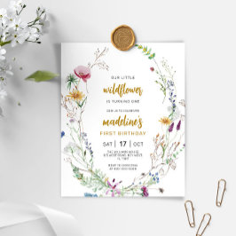 Budget Boho Wildblume 1. Geburtstag Einladung
