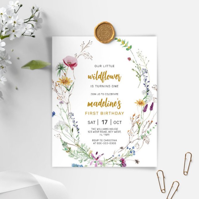 Budget Boho Wildblume 1. Geburtstag Einladung (Von Creator hochgeladen)