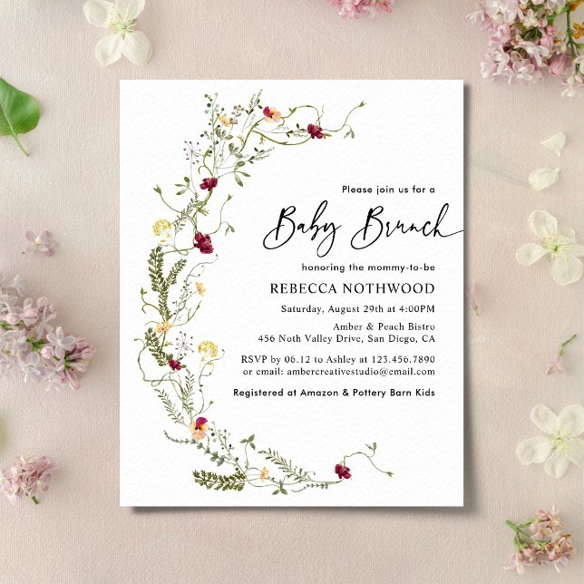 Budget Boho Wildblume Baby Brunch Einladung (Von Creator hochgeladen)
