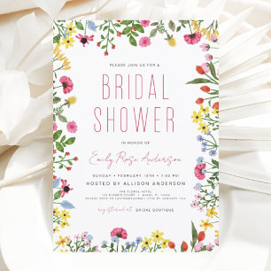Budget Boho Wildblume Bridal Dusche Einladung Flyer