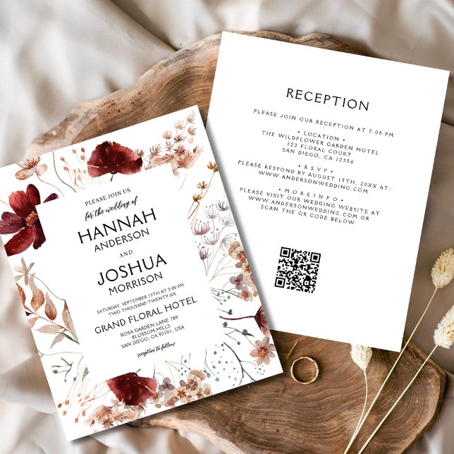 Budget Boho Wildblume QR Code Hochzeitsempfehlung (Von Creator hochgeladen)