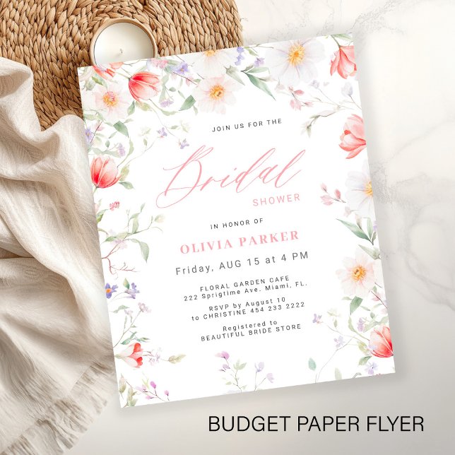 Budget Boho Wildblumen-Brautparty-Einladung Flyer (Von Creator hochgeladen)