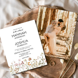 Budget Boho Wildblumen-Foto-Hochzeitseinladung Flyer