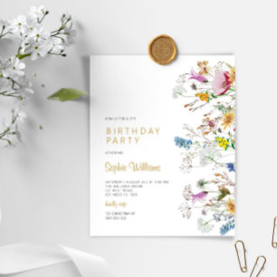 Budget Boho Wildblumen Geburtstagspartei Einladung