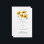 Budget Boho Wildblumen Sonnenblumen Hochzeitmenü<br><div class="desc">Boho Wildblumen Sunflowers Wedding Menu. Ein preiswertes Preis-Leistungs-Verhältnis von 5, 5" x 8, 5", auf einem eleganten 110 lb LINEN Stock - für ein luxuriöses Gefühl zu einem guten Preis, ist dies perfekt für Menüs, Einladungen und Programme etc. Diese Alternative zur Budgetgröße ist auch bei anderen Papiervorschlägen verfügbar. Der SEMI-GLOSS...</div>