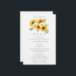 Budget Boho Wildblumen Sonnenblumen Hochzeitmenü<br><div class="desc">Boho Wildblumen Sunflowers Wedding Menu. Ein preiswertes Preis-Leistungs-Verhältnis von 5, 5" x 8, 5", auf einem eleganten 110 lb LINEN Stock - für ein luxuriöses Gefühl zu einem guten Preis, ist dies perfekt für Menüs, Einladungen und Programme etc. Diese Alternative zur Budgetgröße ist auch bei anderen Papiervorschlägen verfügbar. Der SEMI-GLOSS...</div>