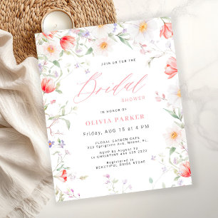 Budget Boho Wildflower Brautparty-Einladung