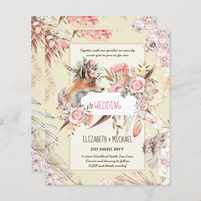 BUDGET Boho Woodland FOX Floral Wedding Modern (Vorne/Hinten)