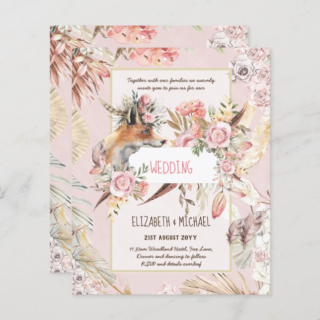 BUDGET Boho Woodland FOX Floral Wedding Modern (Vorne/Hinten)