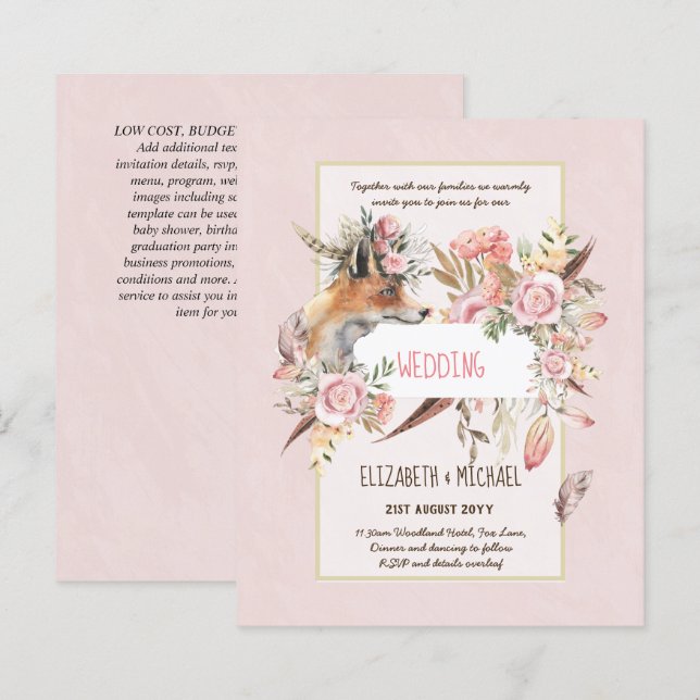 BUDGET Boho Woodland FOX Floral Wedding Modern (Vorne/Hinten)