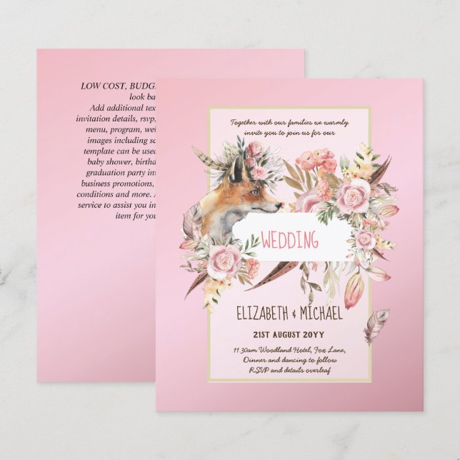 BUDGET Boho Woodland FOX Floral Wedding Modern (Vorne/Hinten)